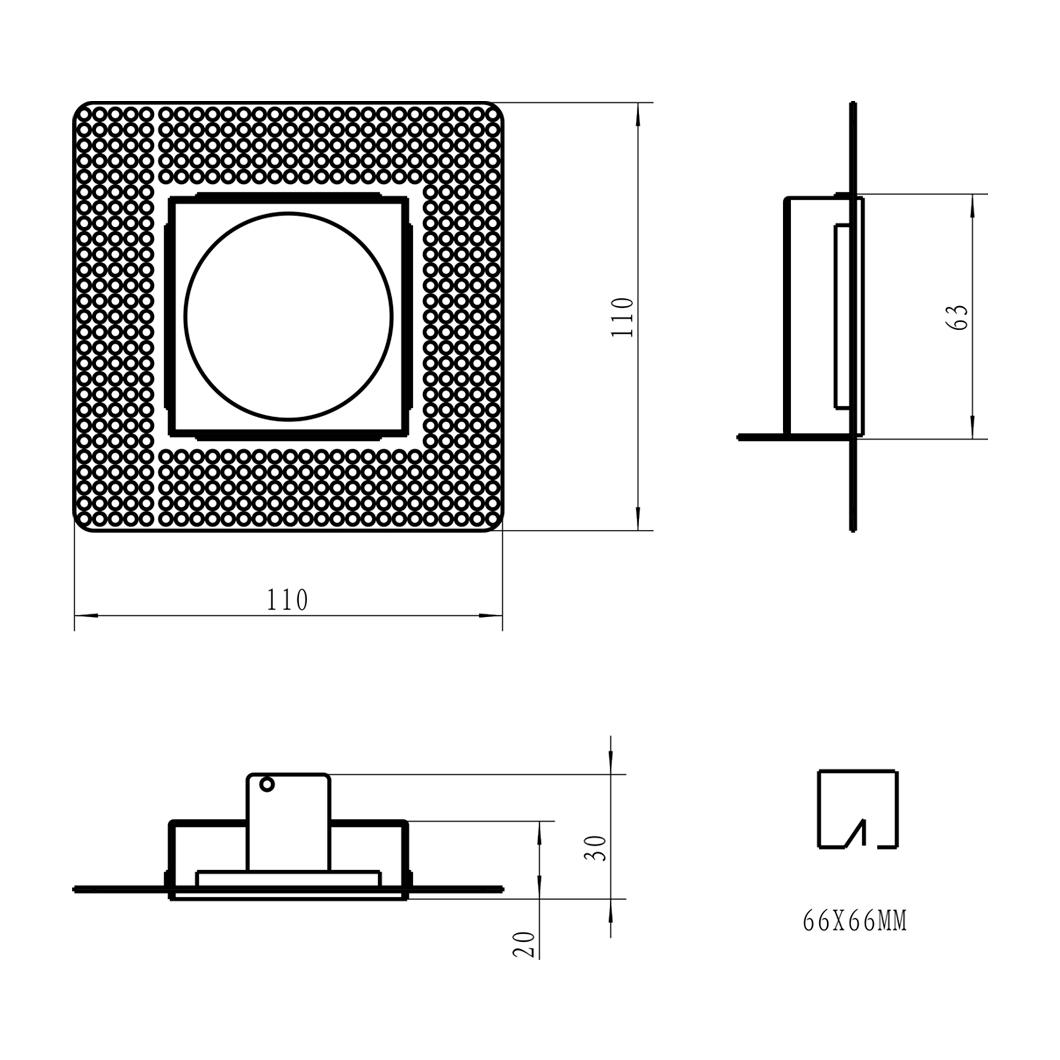 Eiger Mini 1-S Square Adjustable Plaster In LED Downlight Image number 13