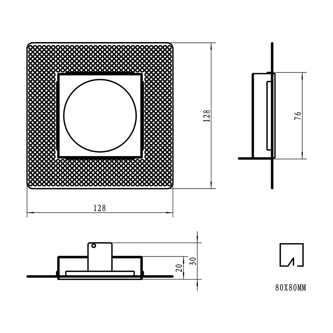Eiger 1-S Square IP65 Fixed Plaster In LED Downlight Image number 12