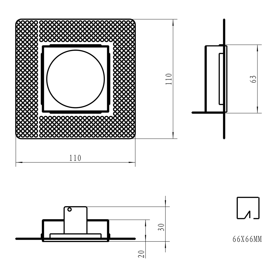Eiger Mini 1-S Square IP65 Fixed Plaster In LED Downlight Image number 10